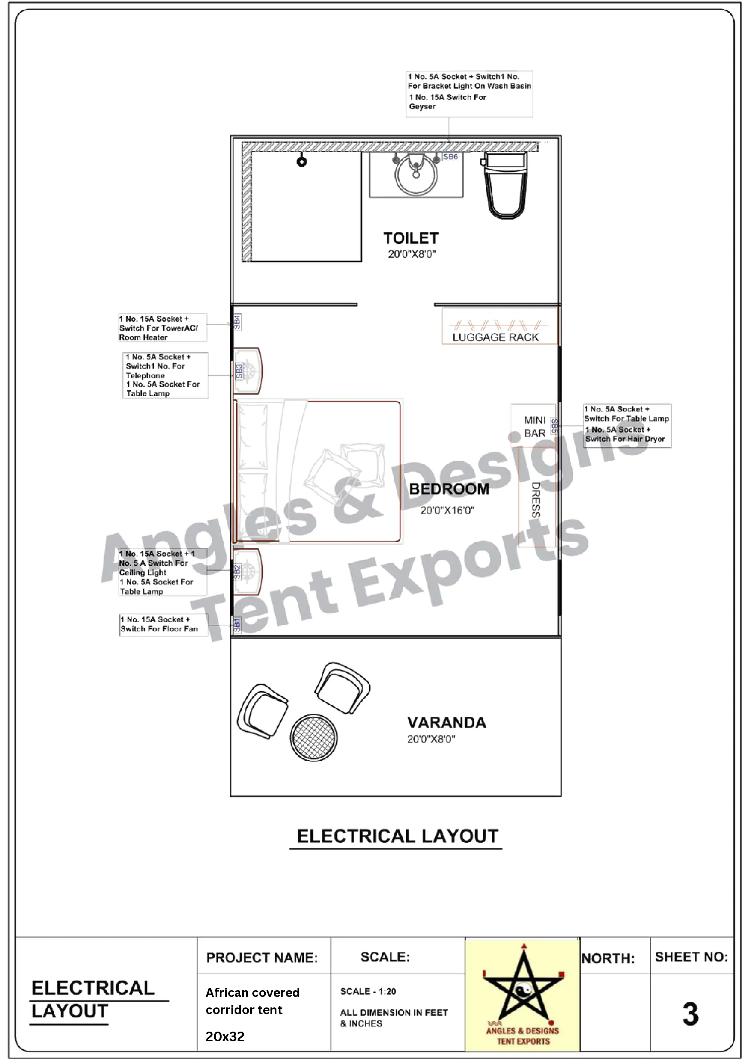 12x24 Tent Electrical Layout
